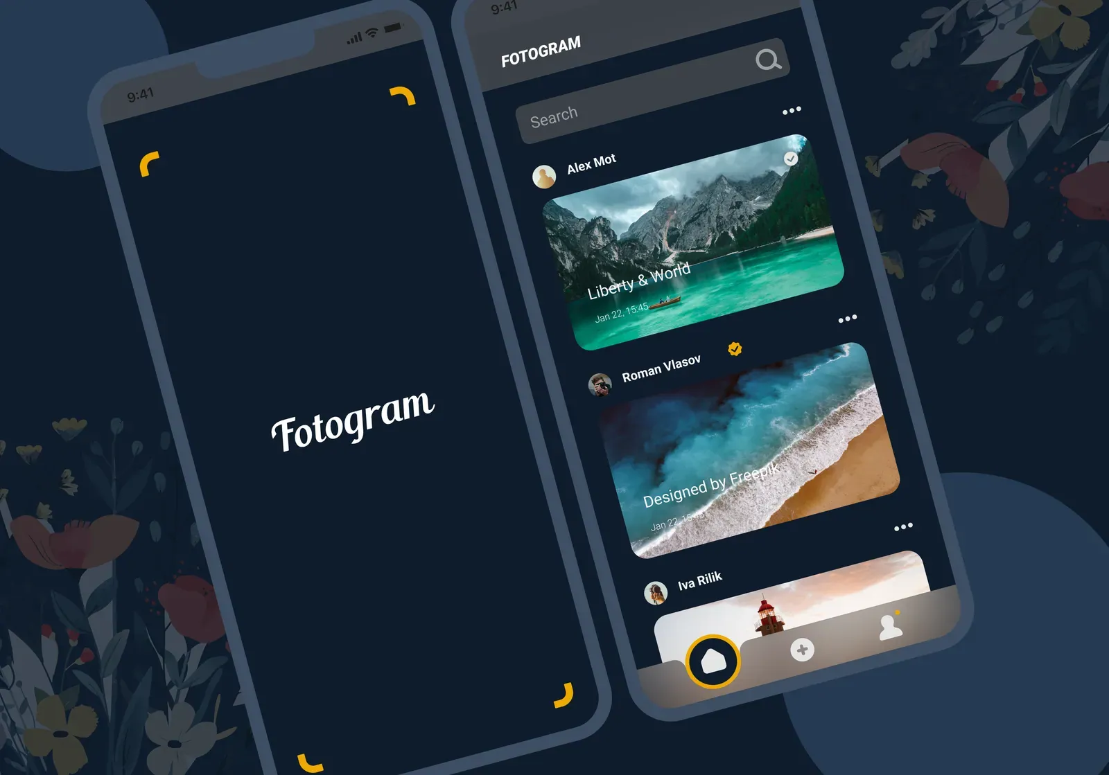 Fotogram, Splash and feed