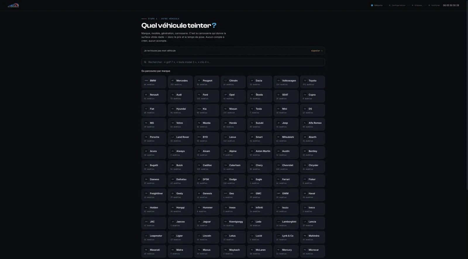 Tay Performance, Vehicle picker by make and model