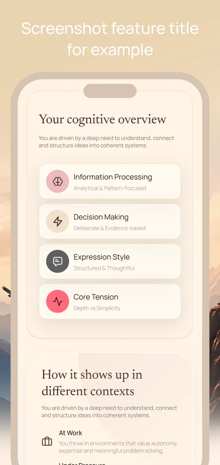 Anthony’s app, Cognitive overview
