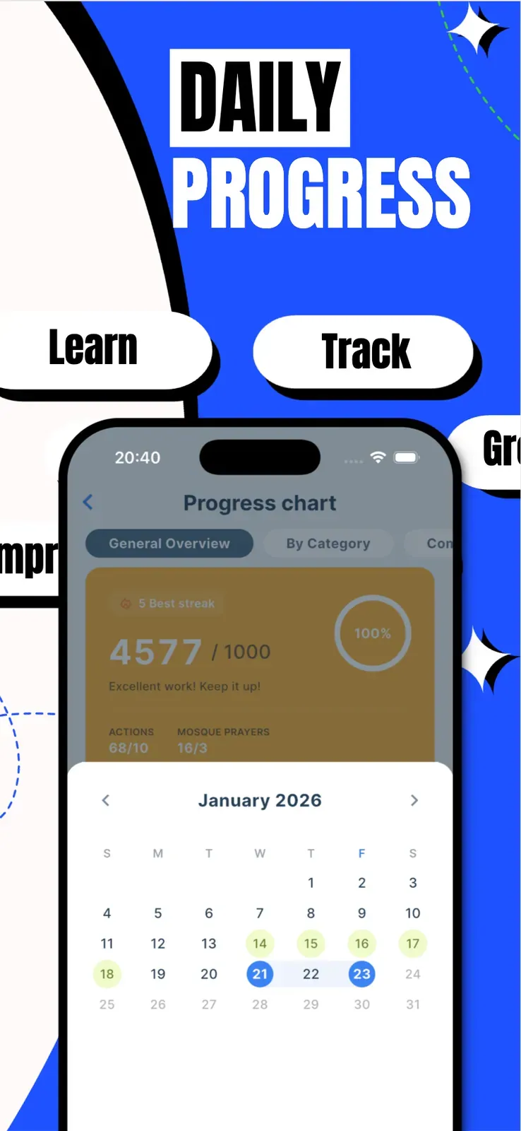 Ibada, Daily progress calendar
