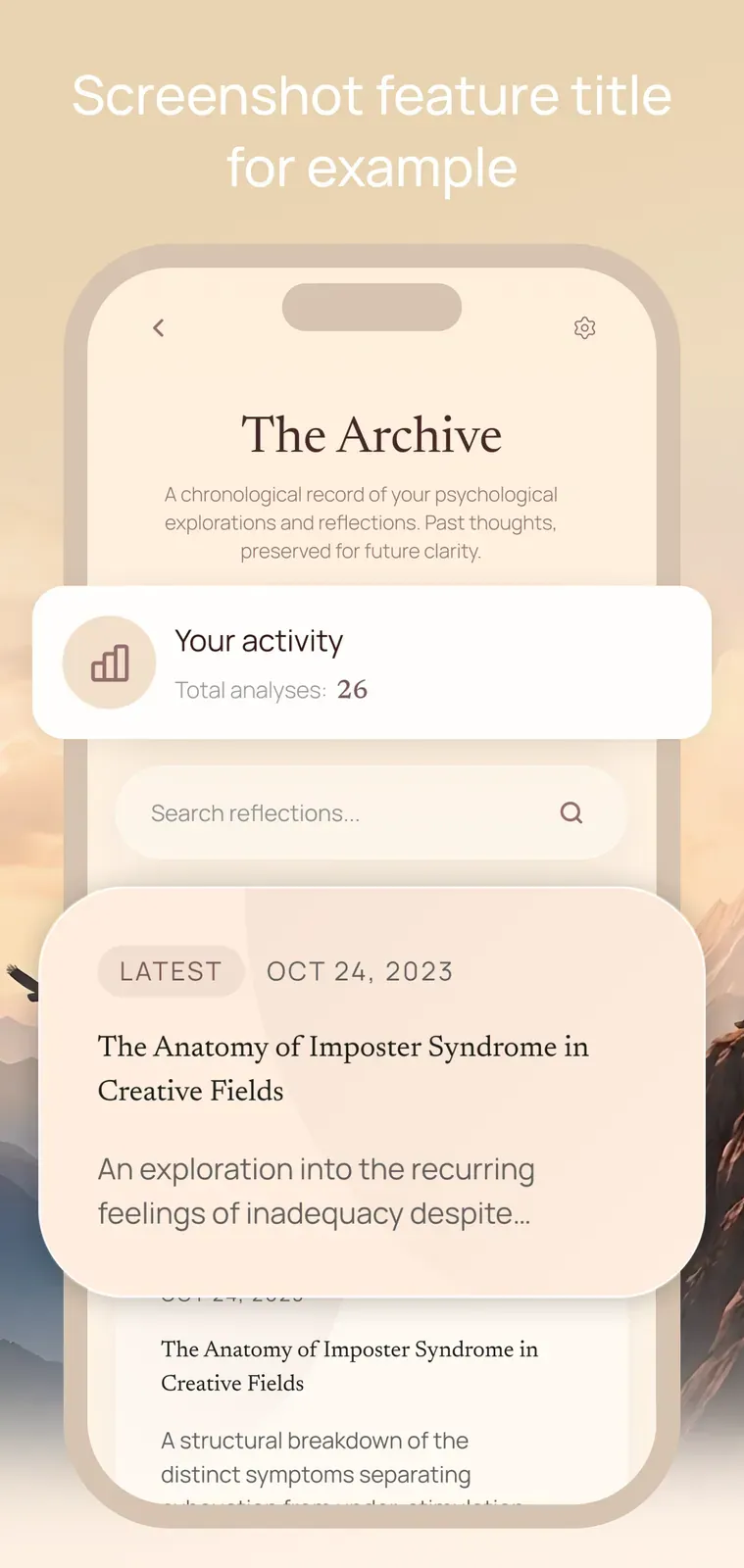 Anthony’s app, Archive