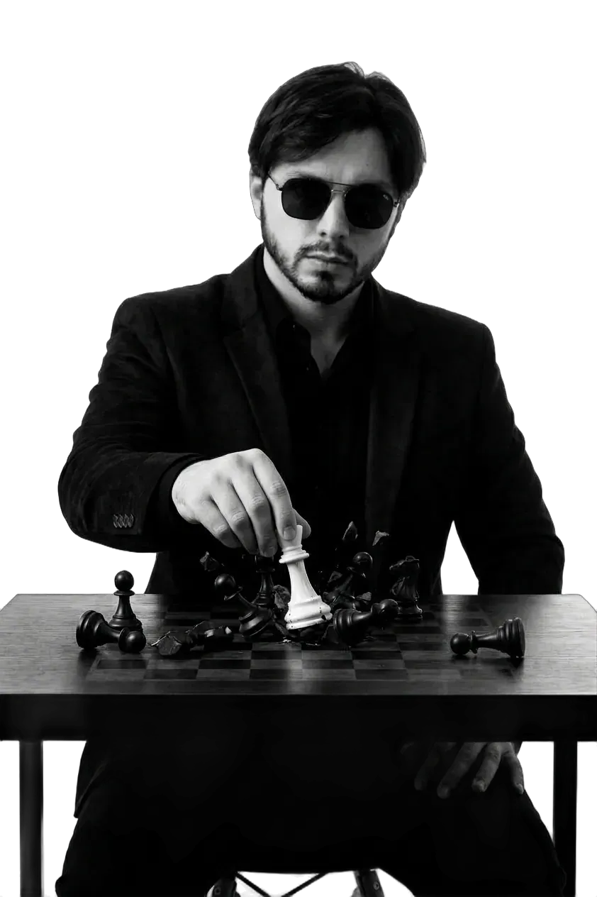 Amir Azdoyev at a chessboard